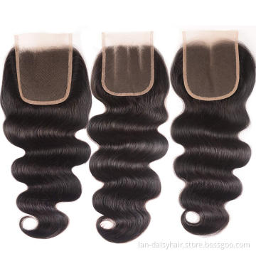 Lan-Daisy Hair 10A  Burma Body Wave Lace Closure 4X4 100% Human Hair Lace Closure HD Closure 120% Density Swiss Lace